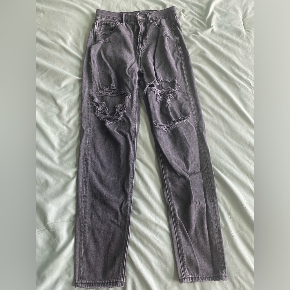 American Eagle High-Rise Distressed Black Skinny Jeans
